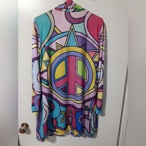 Colorful Peace Sign Graphic Cardigan
